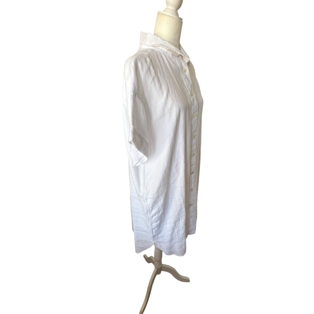 J.Crew Capitaine Shirtdress in Linen in White Color Size Large - Picture 6 of 14